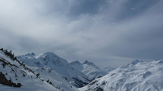 montaña, Austria, nieve, invierno, esquí, paisaje, senderismo