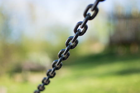 Closeup, Fotografía, gris, metal, cadena, enlace, verde