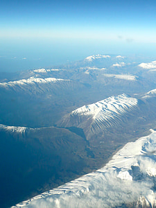 alpine panorama, mountains, sky, snow, aerial view, aircraft, view