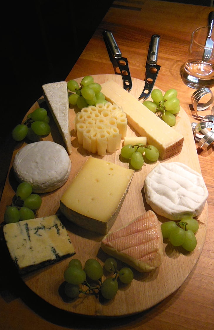 sýr, Silvestr, Festival, Oslava, nůž, hrozny, večer