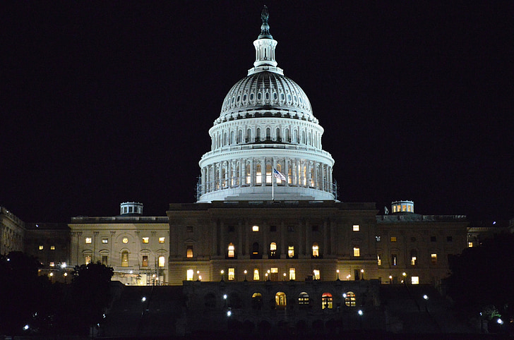 government, capitol, building, congress, united states, america, night