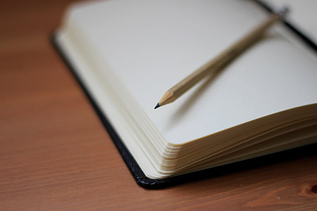 bruin, potlood, wit, papier, schrijven, Notebook, Bureau