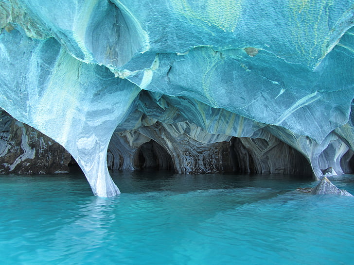 marble, cave, marble cave, blue, undermines, water, turquoise