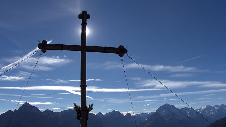 toppmötet, Summit cross, humör, Cross, Alpin, bergen, bergsklättring
