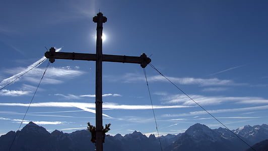 szczyt, szczytu krzyż, nastrój, Krzyż, alpejska, góry, Alpinizm