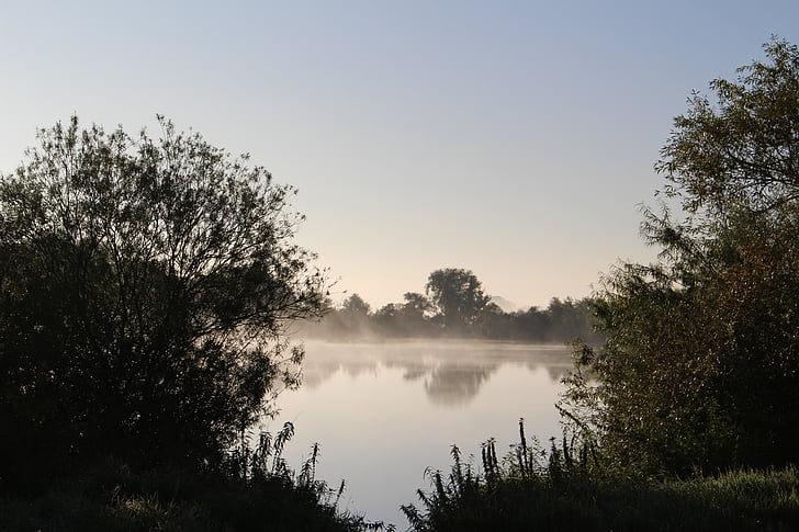 krajolik, jezero, priroda, vode, magla