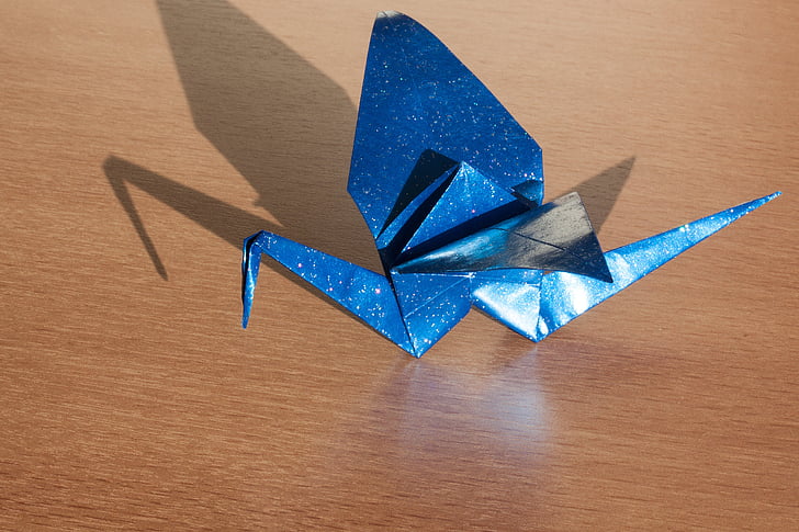оригами, искусство складывания из бумаги, Сложите, 3 мерных, объект, кран, традиционно
