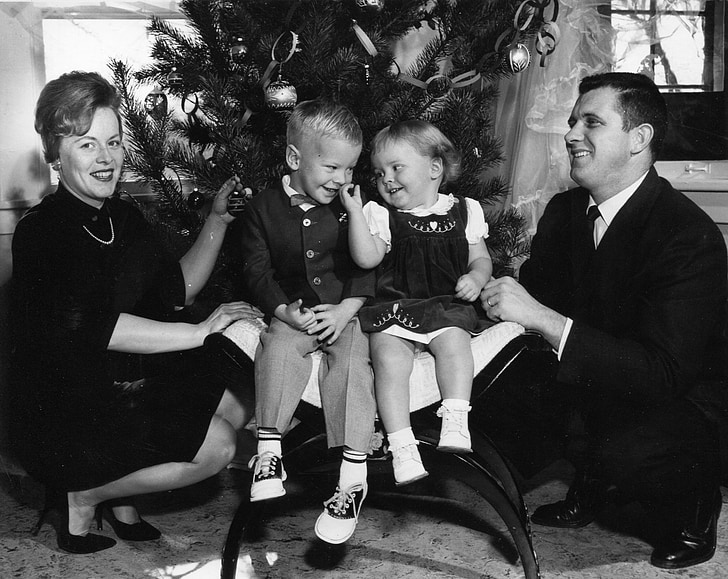 Xmas, retro, jõulud, pere, detsember, hooaja, 1960. aastate