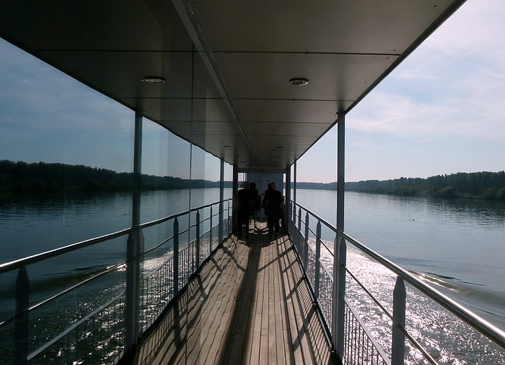 Danubi, reflectint, l'aigua, riu, vaixell
