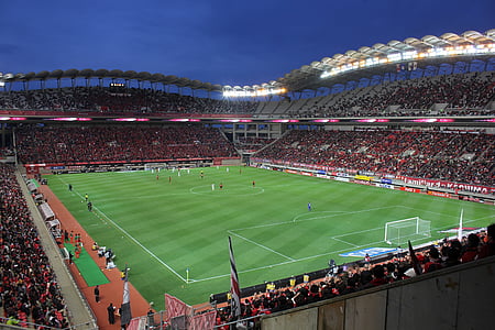 stadion, polje, prizorišče, nogomet, nogomet, množice, gledalcev