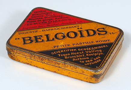 belgoids, embalaje, antiguo, Holandés, caja, lata, retro