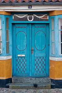 porta, velho, retrô, Viking, Dinamarca, porta velha, madeira