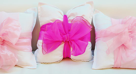 párna, kanapé, hurok, kanapé, rózsaszín, fehér, dekor