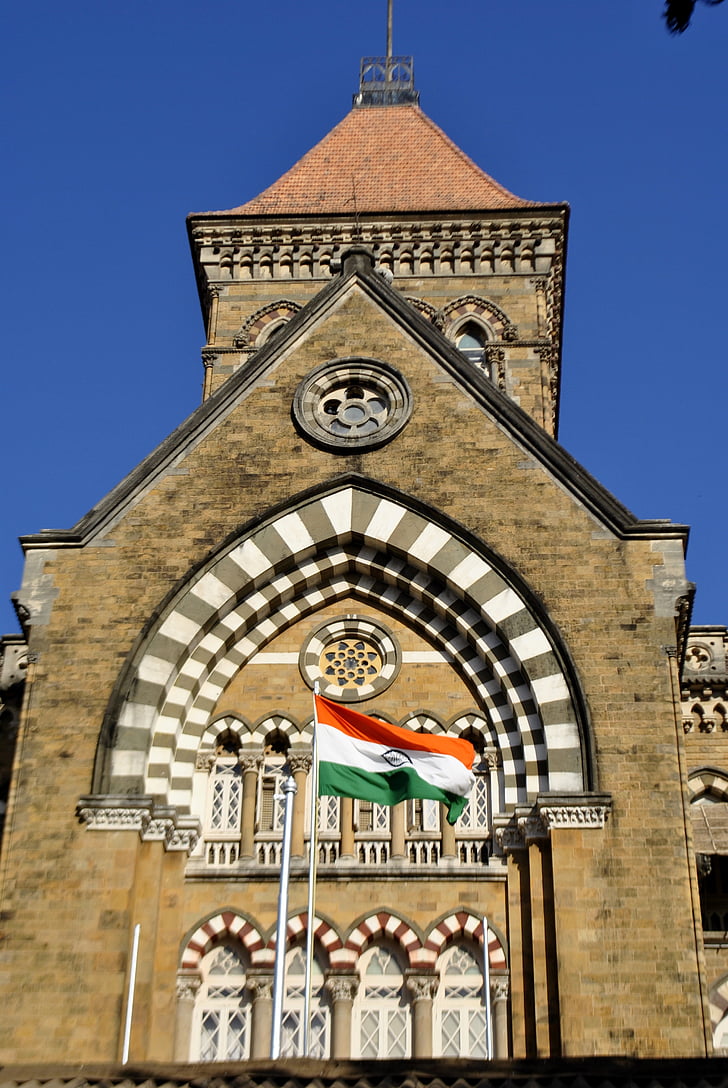индийски, флаг, сграда, архитектура