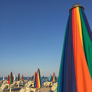 havet, stranden, Rimini, sommar, paraplyer, Lido, solen
