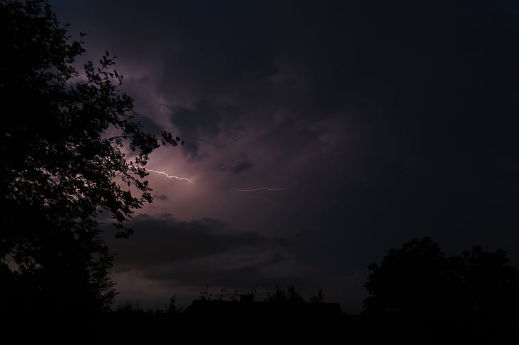светкавица, напред, Гръмотевична Буря, облаците, времето, нощ с гръмотевици