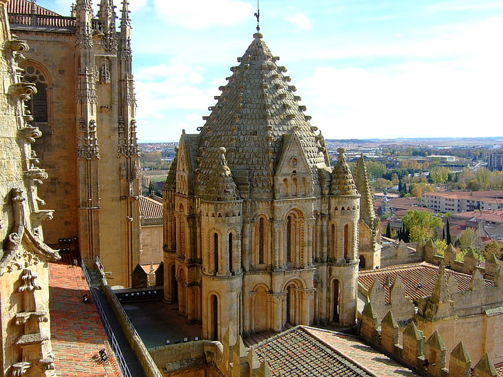 Salamanca, Spanje, Kathedraal, het platform, kerk, toren, beroemde markt