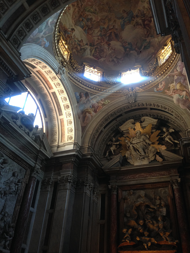 kerk, fresco 's, licht, fresco, sculpturen, kolommen, apsis