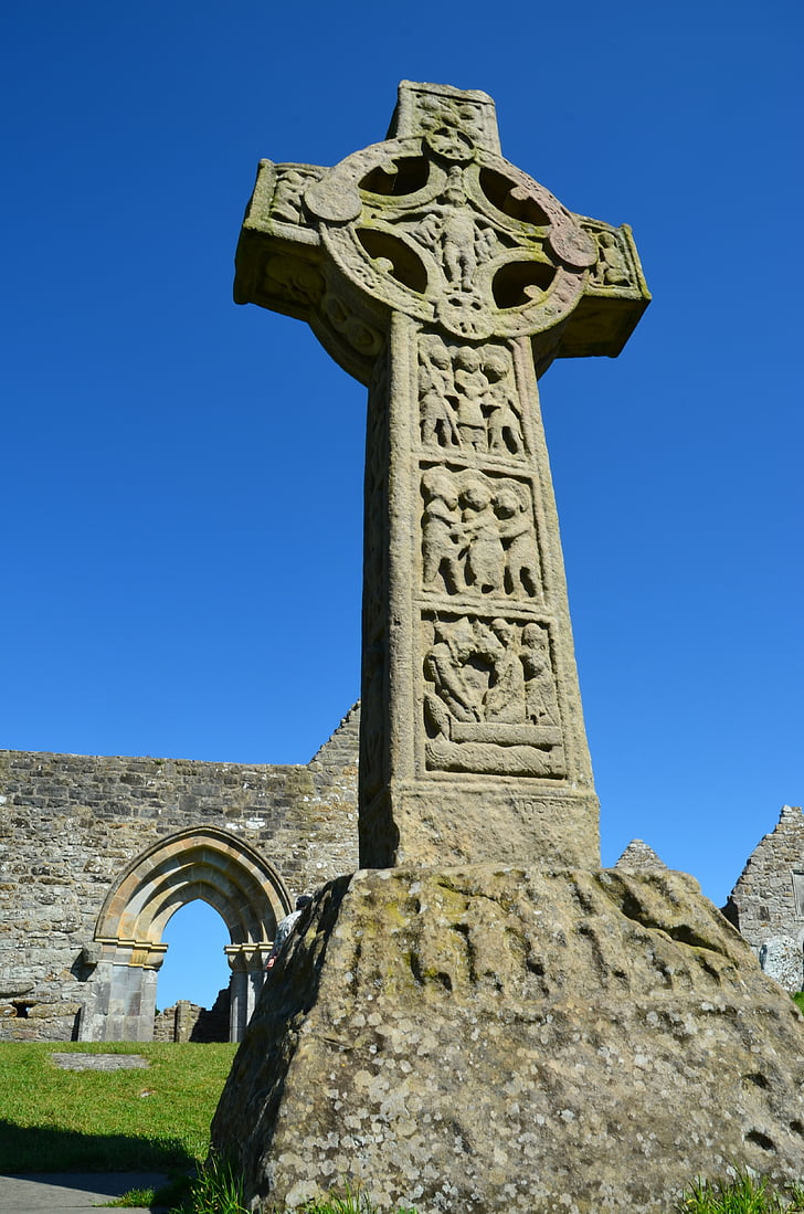 höga kors, Irland, Cross, grav, kyrkogården, tombstone, sten