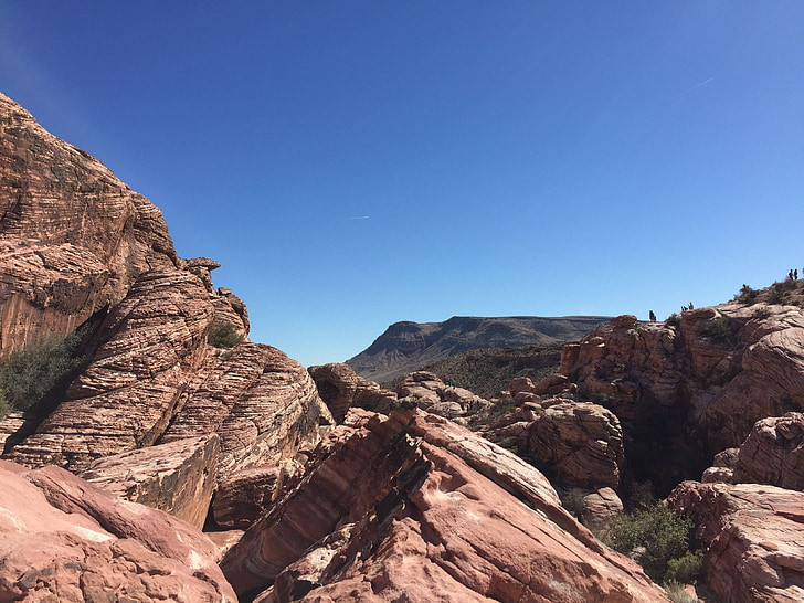 roten Steinen, Red Rock canyon, USA Attraktionen, blauer Himmel, Tourismus