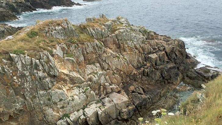 Sea, Rock, Brittany, Coast, Surf, kivi, steinig