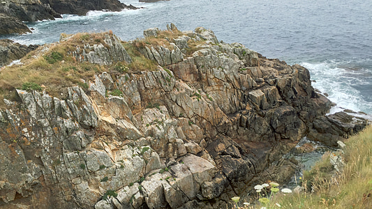 tenger, rock, Bretagne-i, tengerpart, Surf, kő, steinig