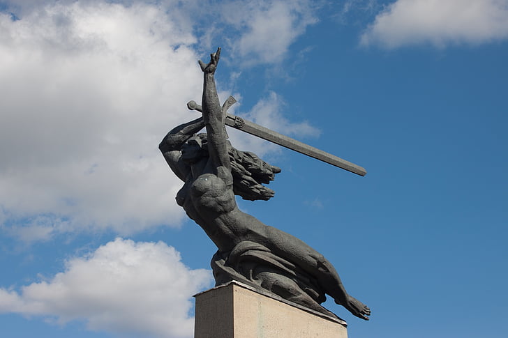 sirene, Warszawa, monument, sverd, seier, symbolet, himmelen