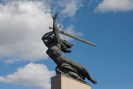 Siréna, Varšava, Památník, meč, vítězství, symbol, obloha