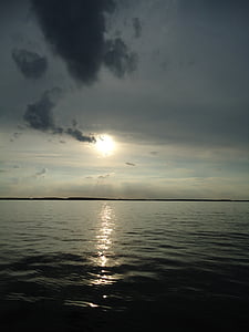 Sunset, Lake, vee, loodus, pilved, taevas, Dusk