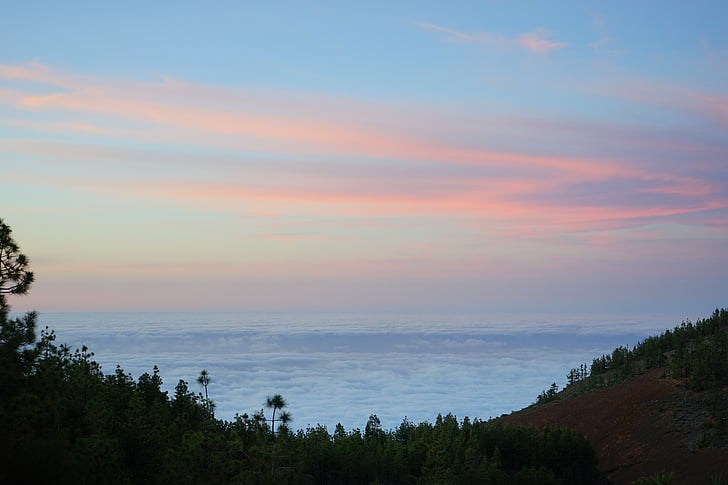 zachód słońca, pastellfarben, niebo, Afterglow, chmury, Selva marine, El portillo