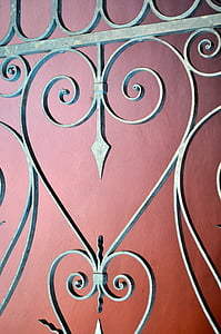design, pattern, gate, geometric, shape, heart, pink