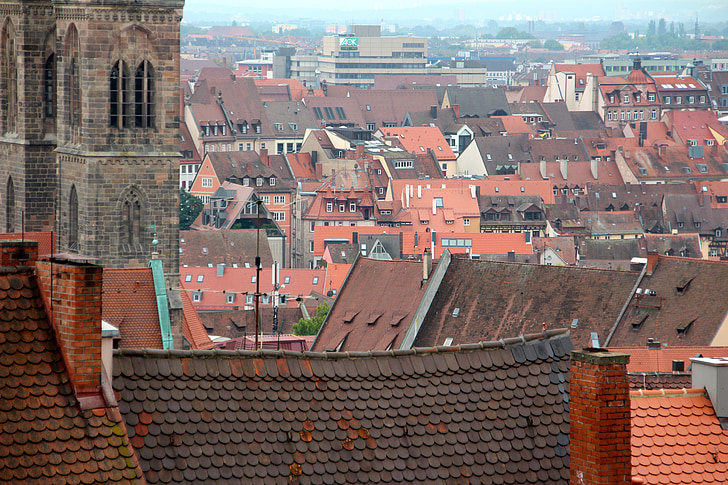 sostre, Alemanya, Dormer amb, ciutat, arquitectura, Nuremberg, l'església