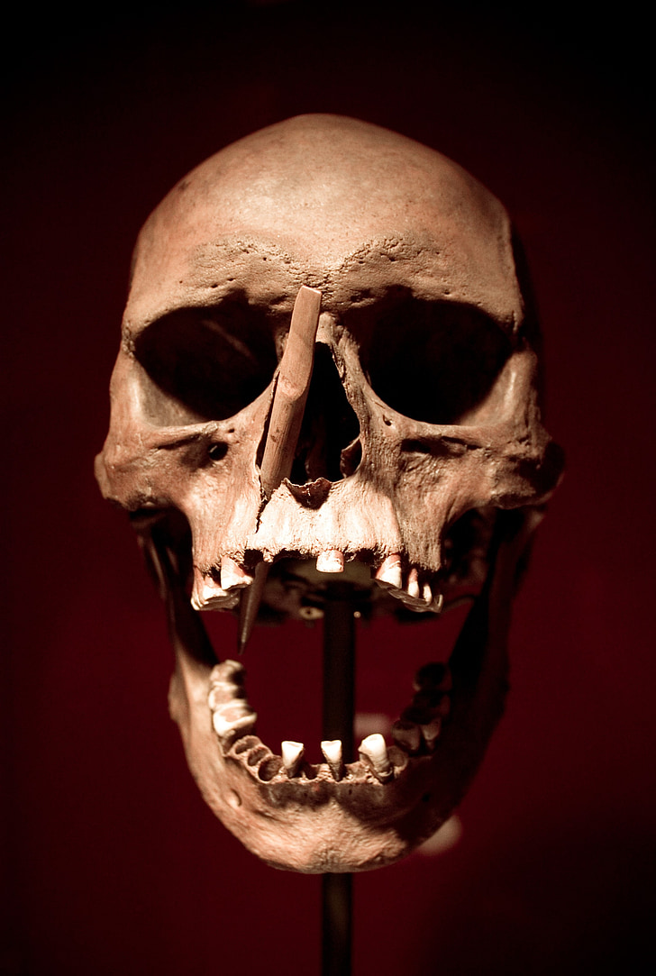 schedel, Skull and crossbones, dood, bot, crypt, skelet, pijl
