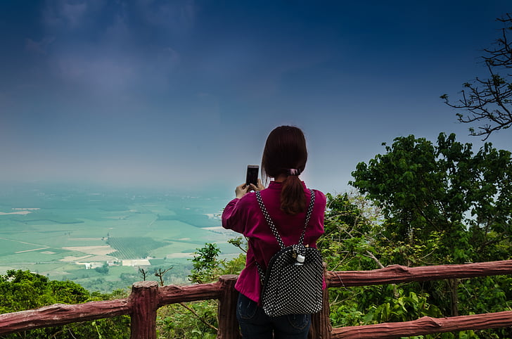 girl, take a photo, sightseeing, mountain, on high, the landscape, gorgeous