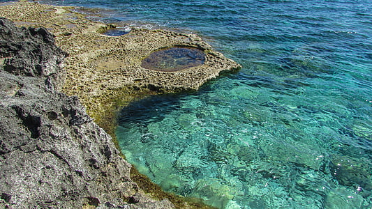 Kıbrıs, Cavo greko, Milli Parkı, banyo küveti, su, Kristal, Deniz