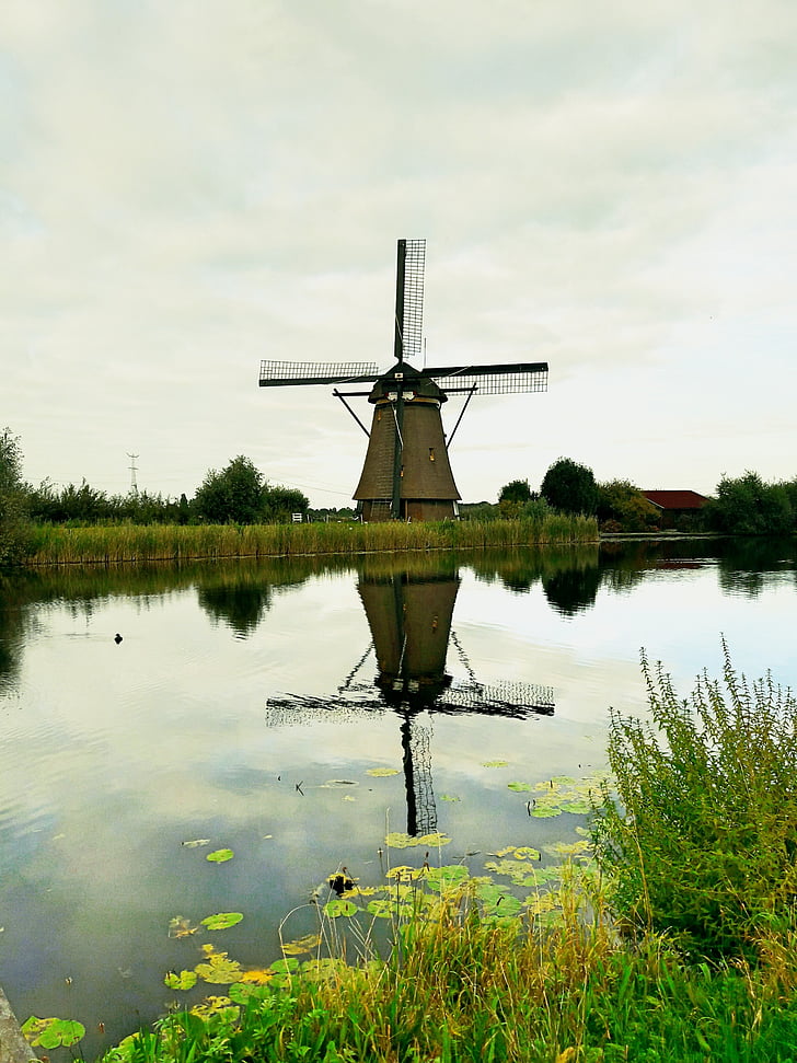 Nizozemsko, podzim, září, Příroda, mlýn, Krása, řeka