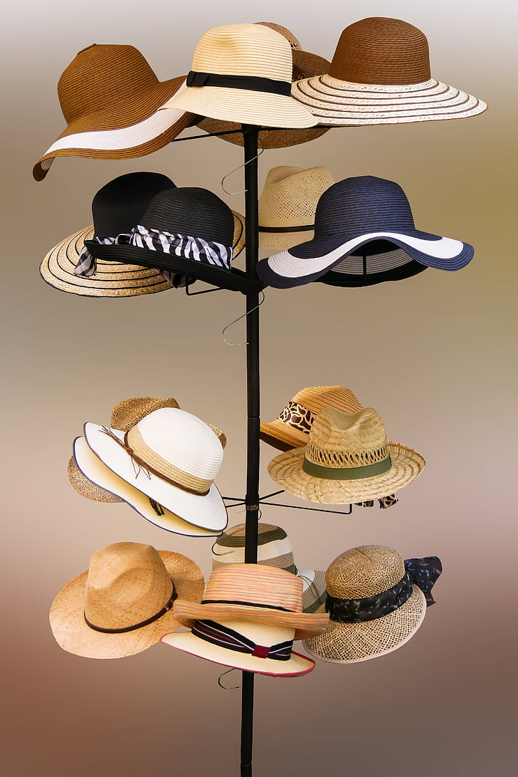 hat, hatstand, salg, hatte, solhat, Hovedbeklædning, mode