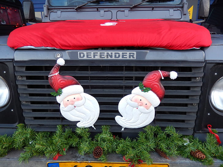 Land rover, Boże Narodzenie, Święty Mikołaj, Dekoracja samochodu