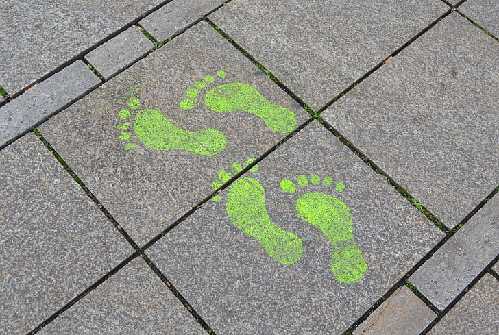 footprint, street art, sidewalk, steps