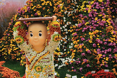 Templo de Jogye, festival do crisântemo, Coréia, Seul, Templo de, quadrados de cobre, flor