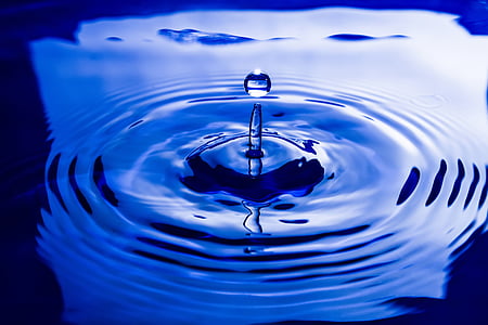 water, drop, still, splash, blue, liquid, droplet