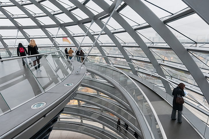 arquitectura, Reichstag, Alemanya, Berlín, Parlament, persones, vidre - material