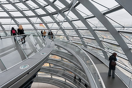 Architektura, Reichstag, Niemcy, Berlin, Parlament, ludzie, szkło - materiał