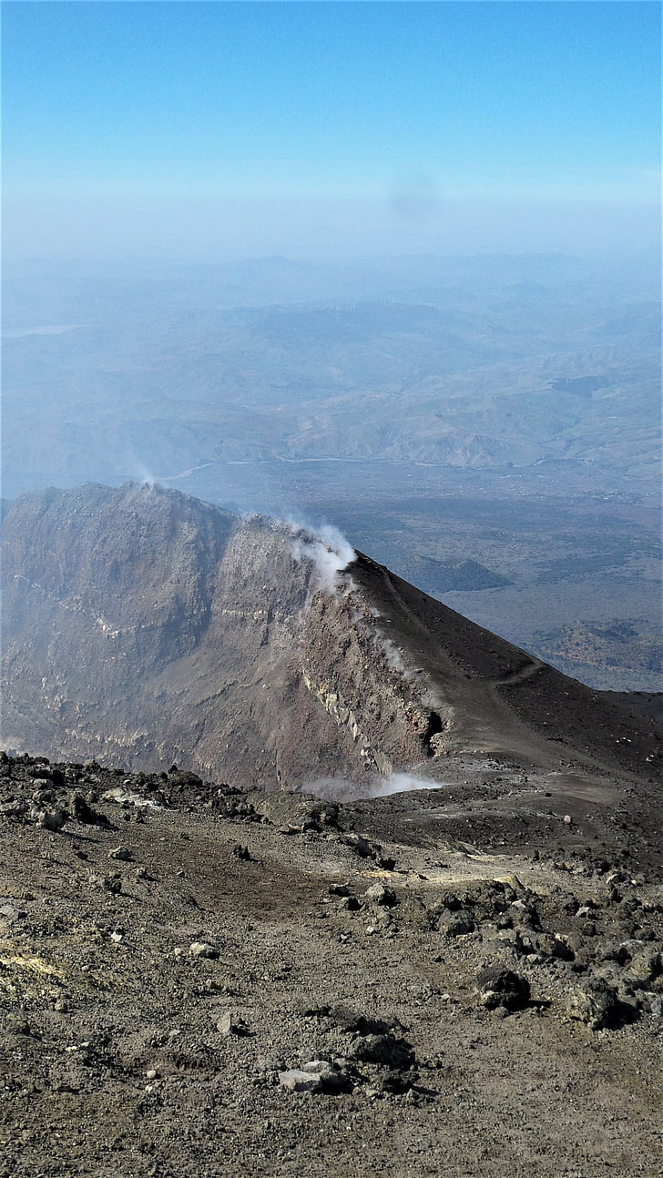 Etna, Italia, Volcán, Cráter, cráter volcánico, montaña, vapores de azufre