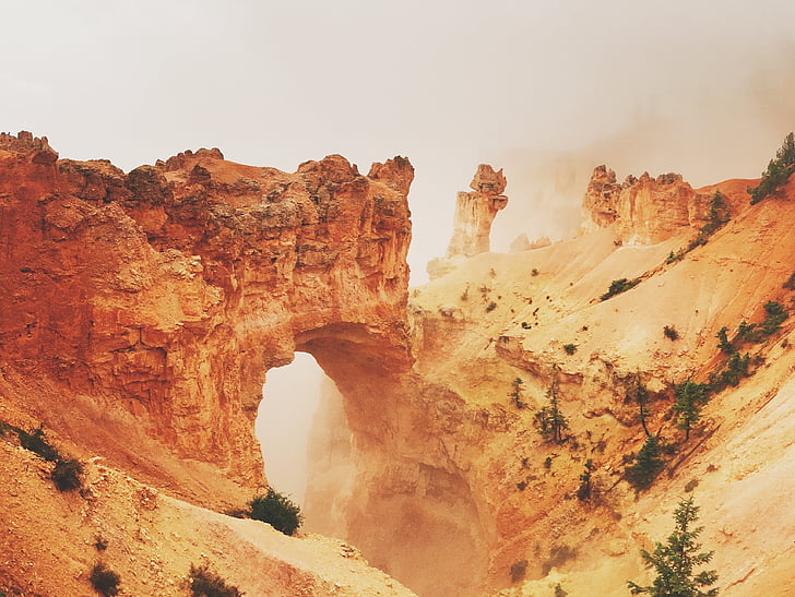 Bryce canyon, Arch, naturlig, Bridge, Utah, nasjonalpark, tåkete