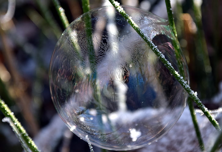burbulas, muilo burbulas, kamuolys, fono, žiemą, šaldymo, Lichtspiel