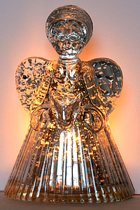 anjo, asas, decoração, estatueta, produtos vidreiros, céu, luz