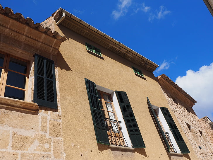 huset fasaden, Leilighet, Middelhavet, Alcudia, Mallorca, arkitektur, vinduet