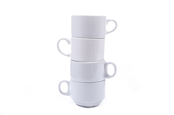 mug, Piala, putih, porselen, depan, Close-up, terisolasi