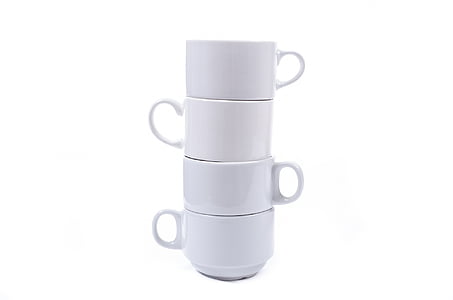 Mug, Coupe, blanc, porcelaine, avant, gros plan, isolé